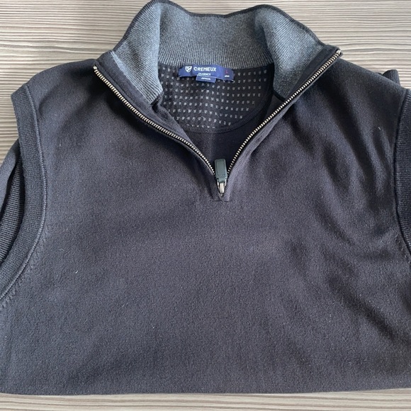 Golf Quarter Zip Sweater Vest - 100% Supima Cotton - L - Black - Picture 2 of 5